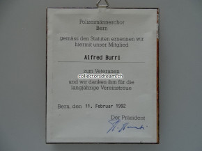 Plakette " Polizei Männer Chor Bern " 1992