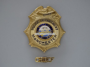 Police Badge Chief, Manchester Police Dept. State New Hampshire