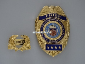 Police Badge Chief Framingham Police Department State Massachusetts