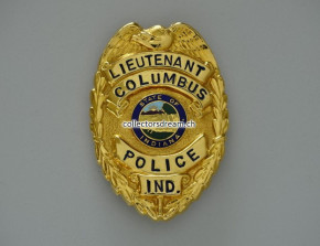 Police Badge Lieutenant Columbus Police Indiana