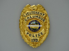 Police Badge Lieutenant Columbus Police Indiana