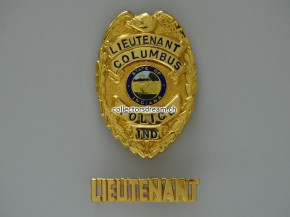Police Badge Lieutenant Columbus Police Indiana
