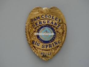 Police Badge Sergeant "Sam Cooley" Big Spring Police State Texas