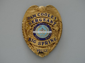 Police Badge Sergeant "Sam Cooley" Big Spring Police State Texas