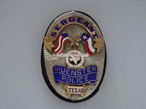 Police Metall Badge Sergeant Muenster Police Texas