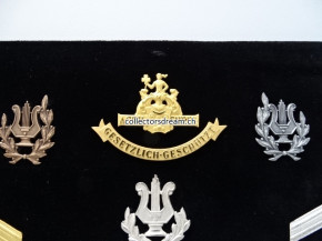 Mustertafel AGRU mit div. Metallabzeichen
