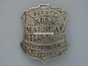 Western Metallabzeichen / Badge " Deputy U.S. Marshal Southern District of Texas "