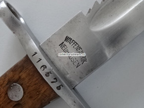 Sägebajonett / Faschinenmesser Ord. 1914 mit Lederscheide Hersteller WF - Neuhausen