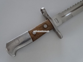 Sägebajonett / Faschinenmesser Ord. 1914 mit Lederscheide, ohne Nummer