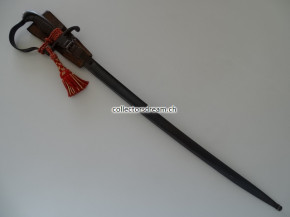 Säbel eidg. Ord. 1883 für höhere Unteroffiziere "Feldweibelsäbel" 2. Model mit Stahlscheide