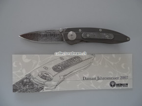 Böker Damast Jahresmesser 2007. Klinge mit 300 Lagen Balbach Damast