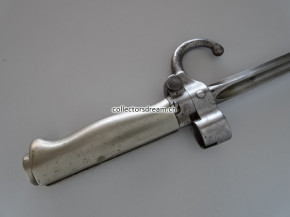 Antikes Bajonett zu Lebel Gewehr Model 1886 Frankreich, inkl. orig. Ledertragefrosch
