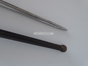 Antikes Bajonett zu Lebel Gewehr Model 1886 Frankreich, inkl. orig. Ledertragefrosch
