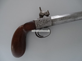 Perkussions Kastenschloss Pistole um 1850/60. Lauflänge 39cm