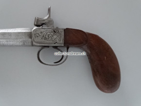 Perkussions Kastenschloss Pistole um 1850/60. Lauflänge 39cm
