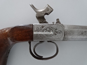 Perkussions Kastenschloss Pistole um 1850/60. Lauflänge 39cm