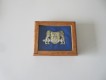 Präsentations-Holzboxe / Display, Nr.1 blaue Einlage Format 14.5cm x 12cm x 3cm